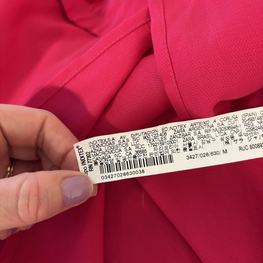 TRF_Outerwear by ZARA Womens M Lightweight Trench Coat Belt Fuchsia Pink Lyocell - Picture 6 of 8